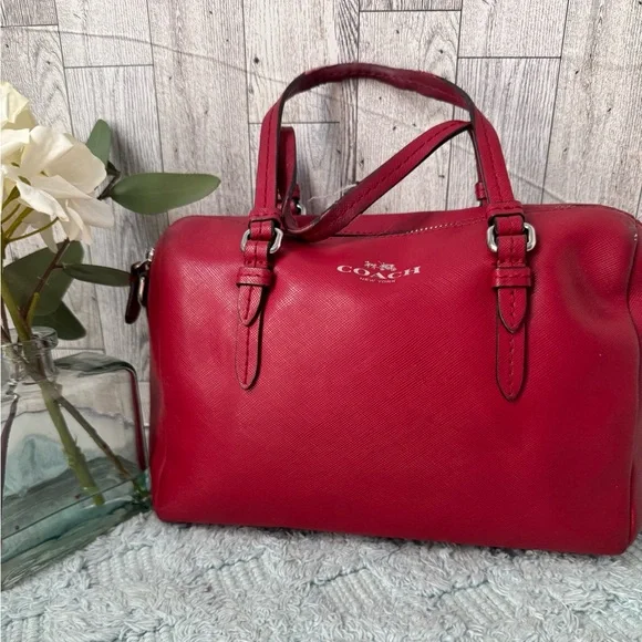 Coach Red Leather Satchel - Picture 2 of 10